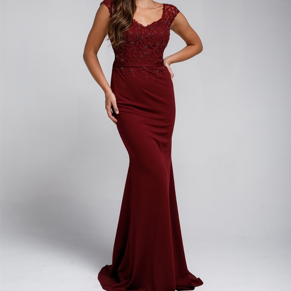 MOTHER OF BRIDE PARTY GOWN DRESS AC783 BURGUNDY